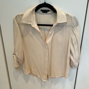 Alice & Olivia cream button down (3/4 sleeve length) size xs